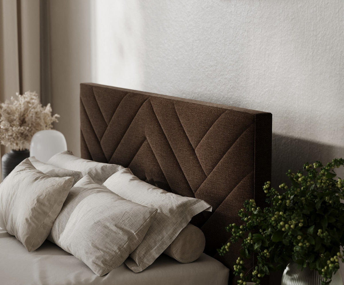 POLSTERBETT Arco 140/200 cm Braun im Inari Stoff - Schwarz/Naturfarben, Holz/Holzwerkstoff (140/200cm) - AltaBeds