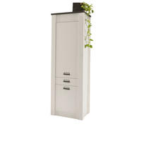 KÜCHE-HOCHSCHRANK weiß Pinie, anthrazit 62 cm, Küchenschrank im Landhaus-Stil - Anthrazit/Schwarz, Holzwerkstoff/Metall (62/201/64cm) - Furn.Design