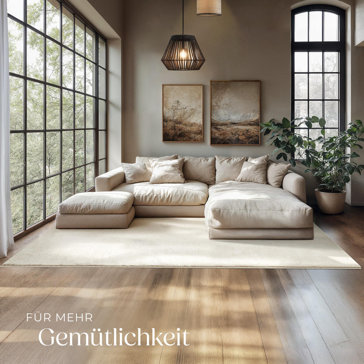KURZFLORTEPPICH Soft Zone,rutschfeste Unterseite,creme - Creme, Kunststoff (230/160cm) - tectake