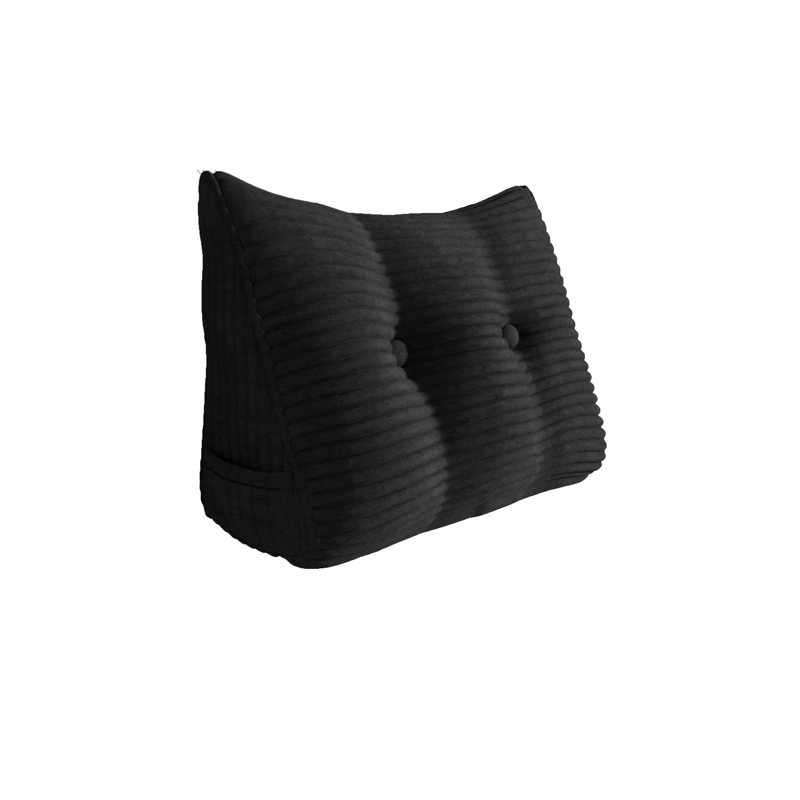 RÜCKENKISSEN für Bett Kord Schwarz 60 cm - Schwarz, Textil (50/60cm) - Vercart