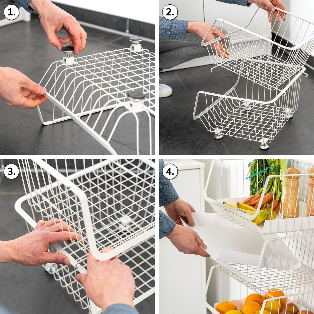 AUFBEWAHRUNGSKÖRBE, weiß, Metall, Kunststoff - Weiß, Metall (42/43.5/36cm) - bremermann