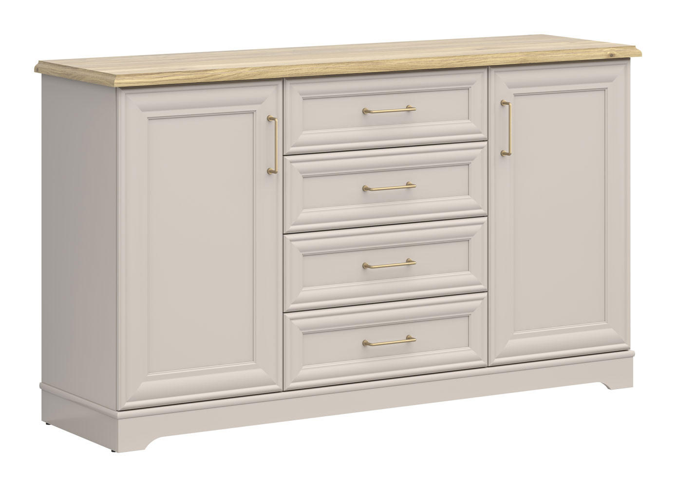 SIDEBOARD Anga Kaschmir / Mauvella Eiche 154 / 44 / 89,5cm - Goldfarben/Braun, Holzwerkstoff/Metall (154/90/44cm) - Feldmann-Wohnen