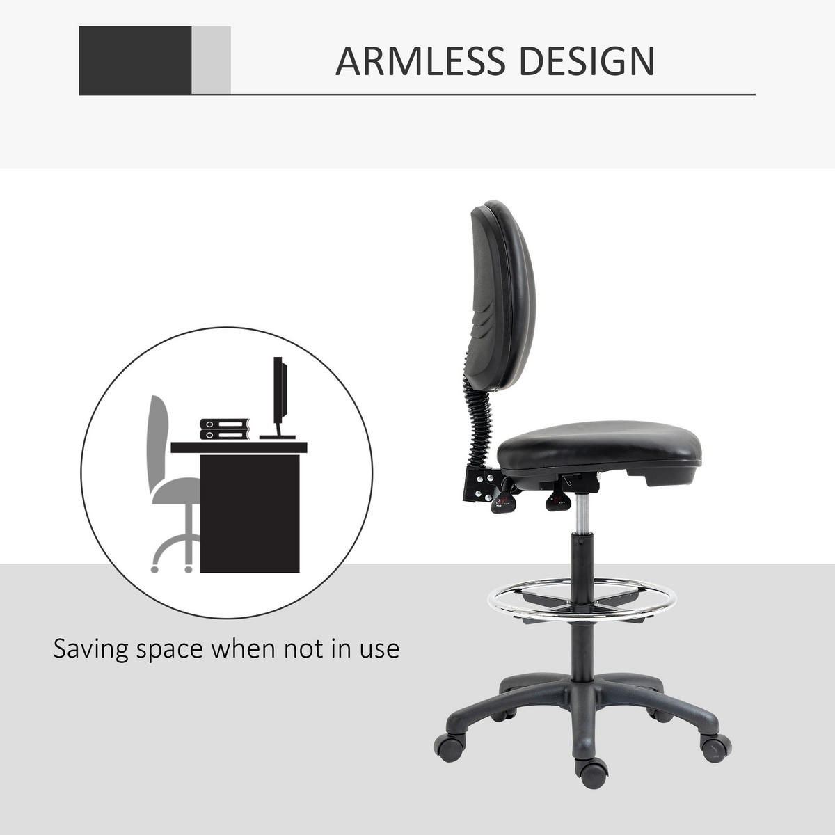 BÜROHOCKER DE-11674 höhenverstellbar 69-91 cm mit verstellbarer Fußstütze Schwarz - Schwarz, Metall (46/137/49.5cm) - ComfortXL