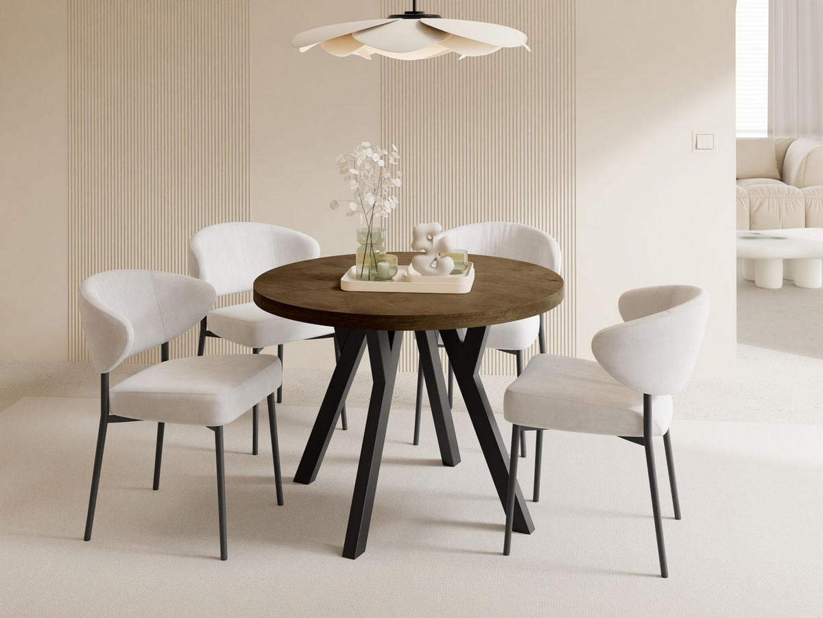 ESSTISCH Twixy XXL groß rund oval ausziehbar, Eiche Braun Rustikal 100-300/100/76 cm - Alteiche/Schwarz, Holz/Holzwerkstoff (100/100/76cm) - WFL GROUP