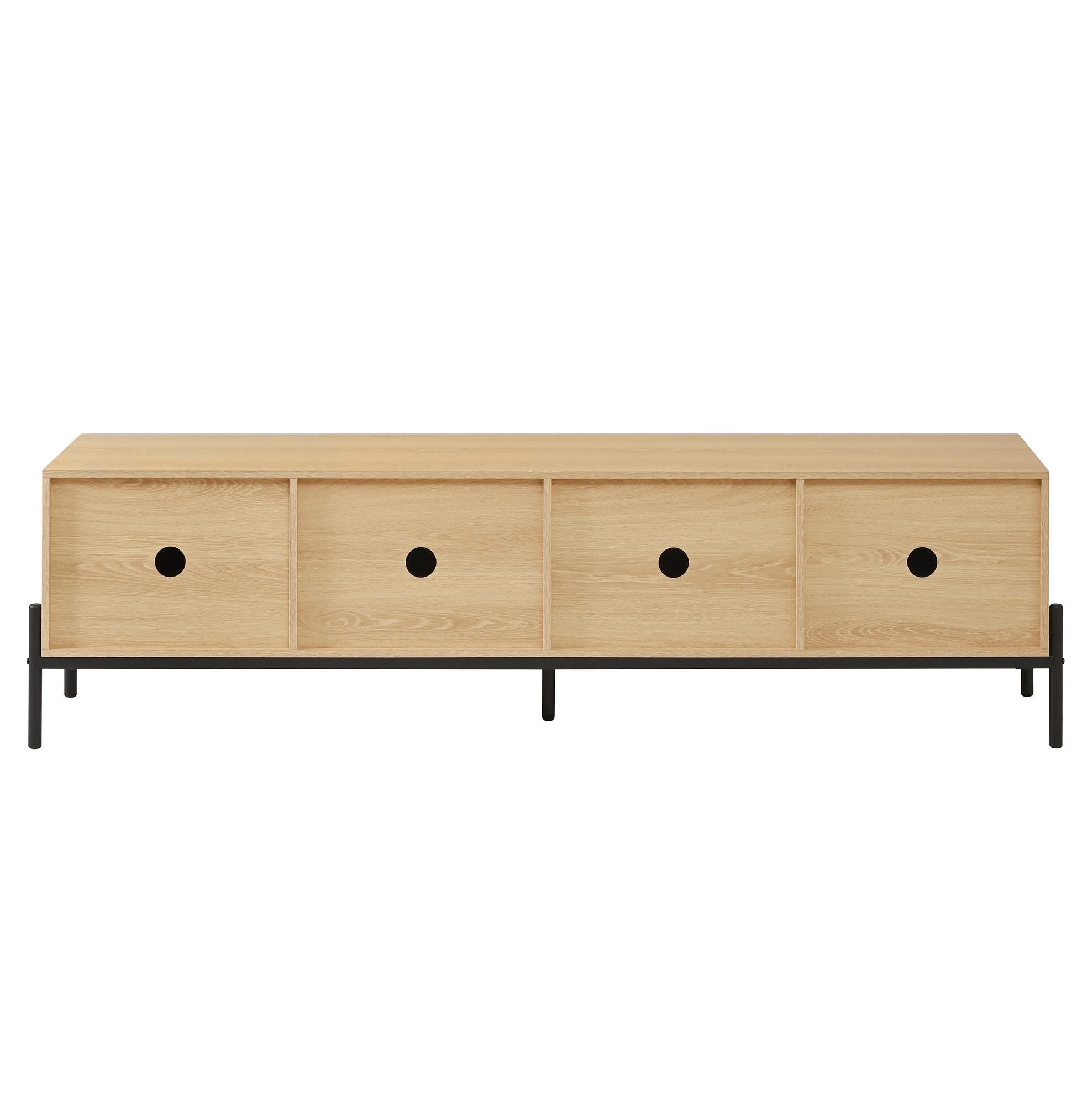 LOWBOARD 163,5/40/45 cm aus MDF mit 4 Türen und Drucköffnung Natur - Hellbraun, Holzwerkstoff (163.5/45/40cm) - Modenvie