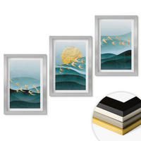 WANDBILDER 3er Set - 20x30 cm Silberner Rahmen - Abstrakte Sonnenuntergangslandschaften - Silberfarben, Kunststoff (20/30cm) - ArtPrintCave