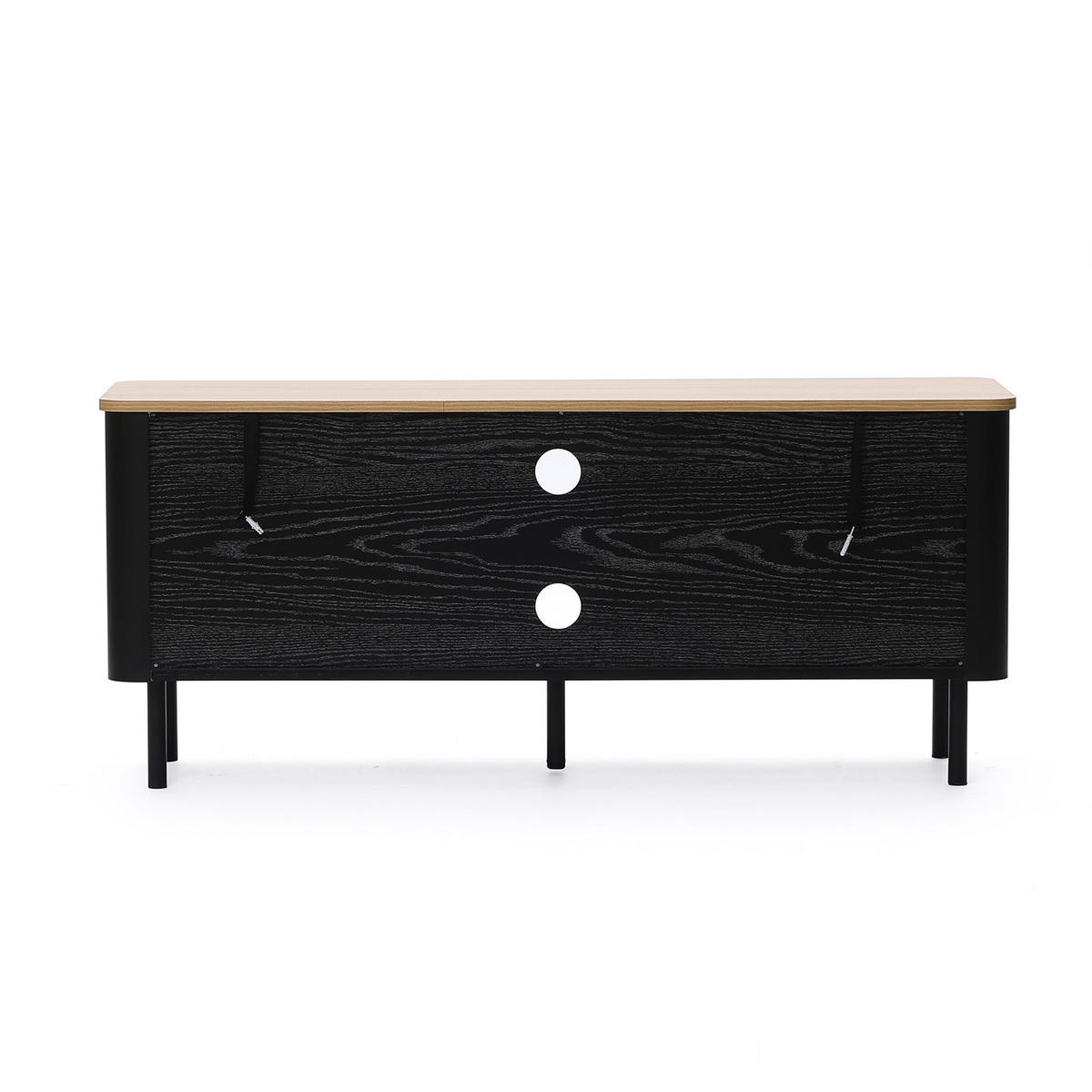 LOWBOARD TV-Schrank Modern, Schwarz & Holz | B120 x T40 x H52 cm - Schwarz, Holzwerkstoff (120/52/40cm) - Hometopia