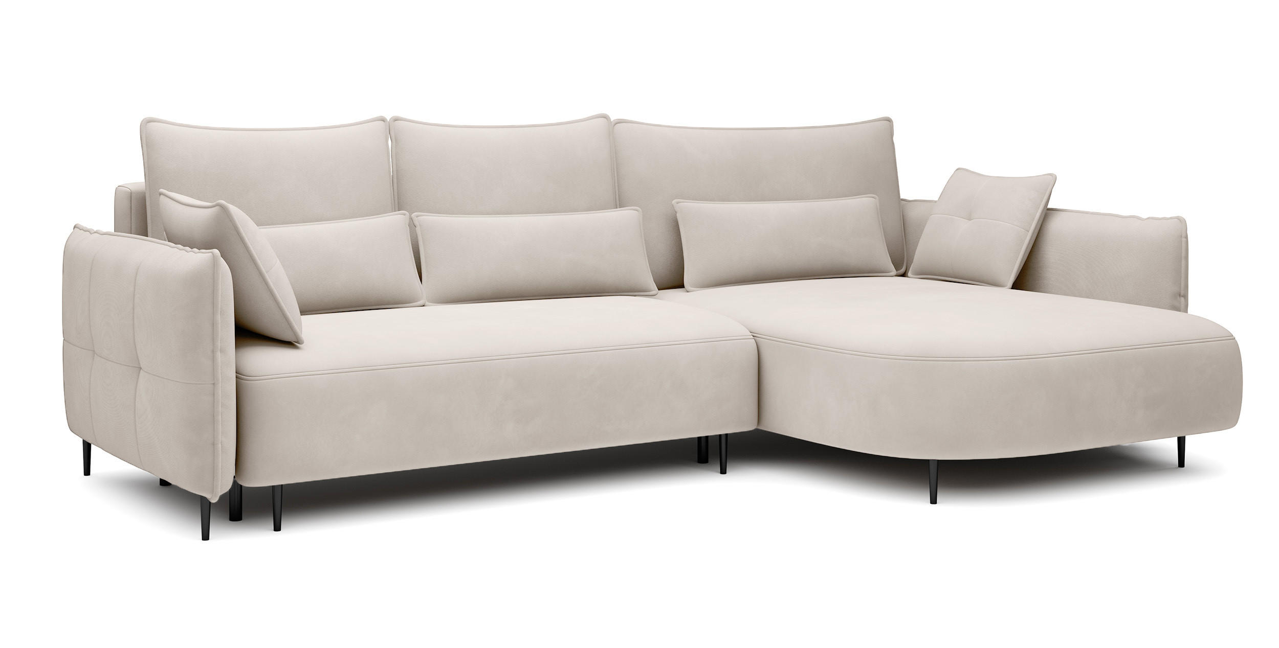 ECKSOFA Oblivio Cremeweiß Velours - Creme/Schwarz, Textil/Metall (285/200cm) - Selsey