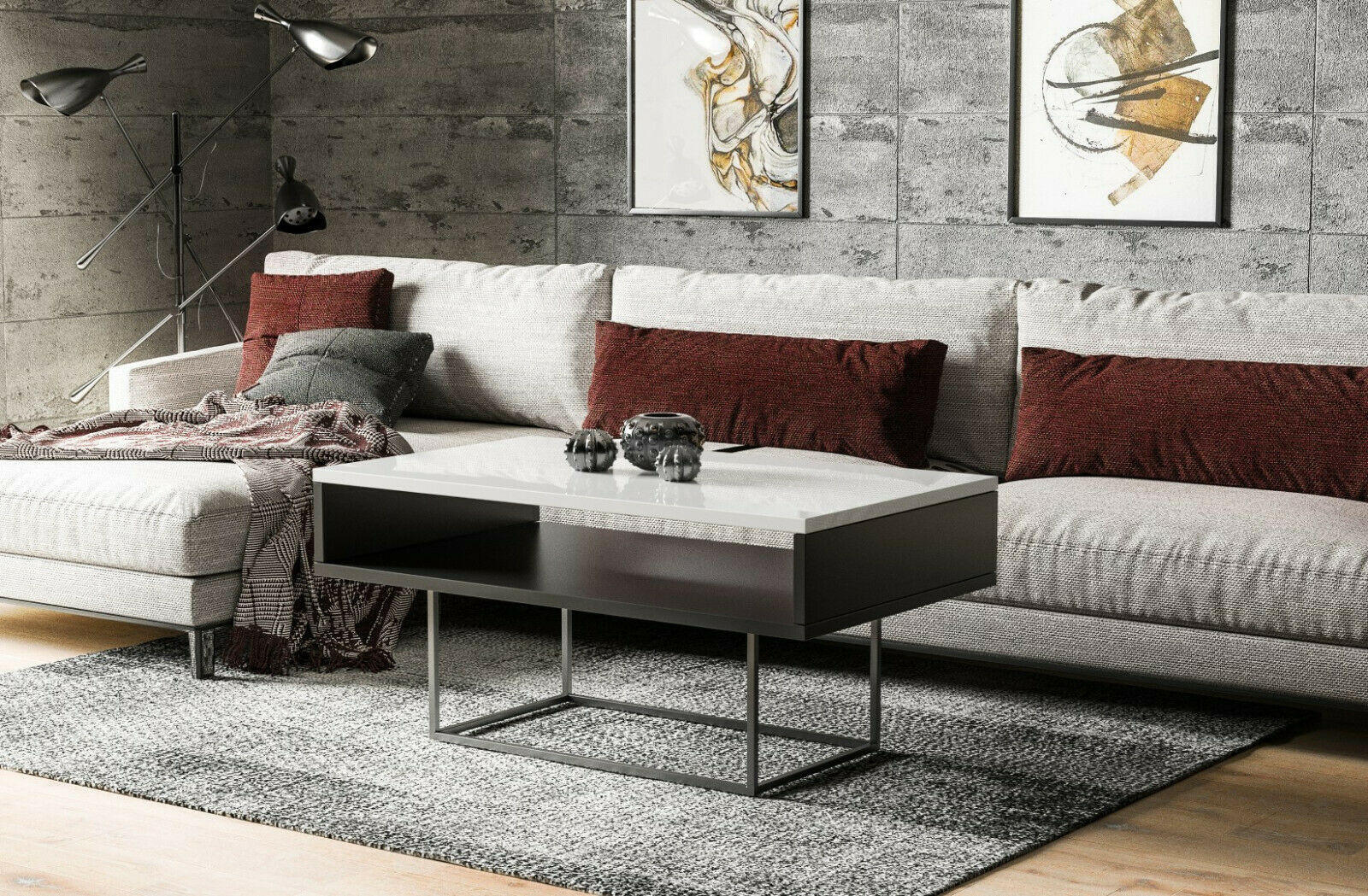 COUCHTISCH Enna - Weiß Hochglanz, Holzwerkstoff (100/60/53cm) - Endo-Moebel