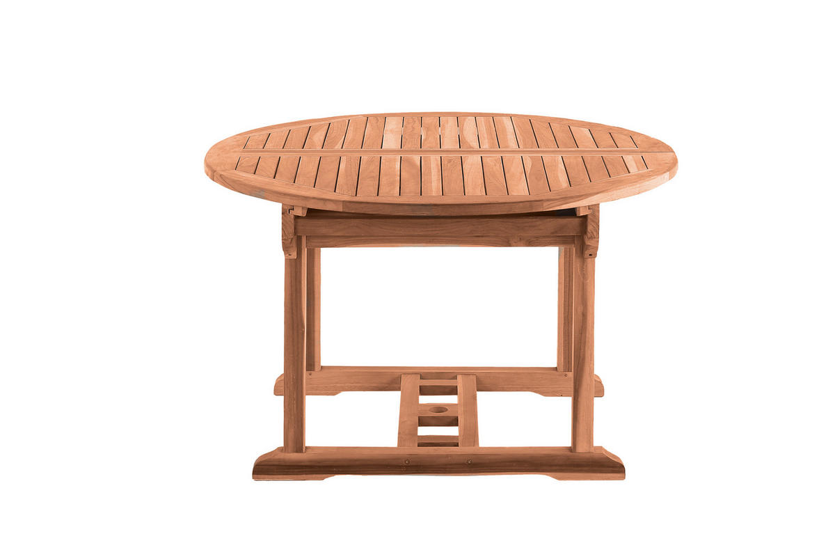GARTENTISCH Teaka mit Schmetterlingsauszug, 120 cm, rund,Teakholz, auf 170 cm ausziehbar - Naturfarben, Holz (120/120/75cm) - TPFGarden