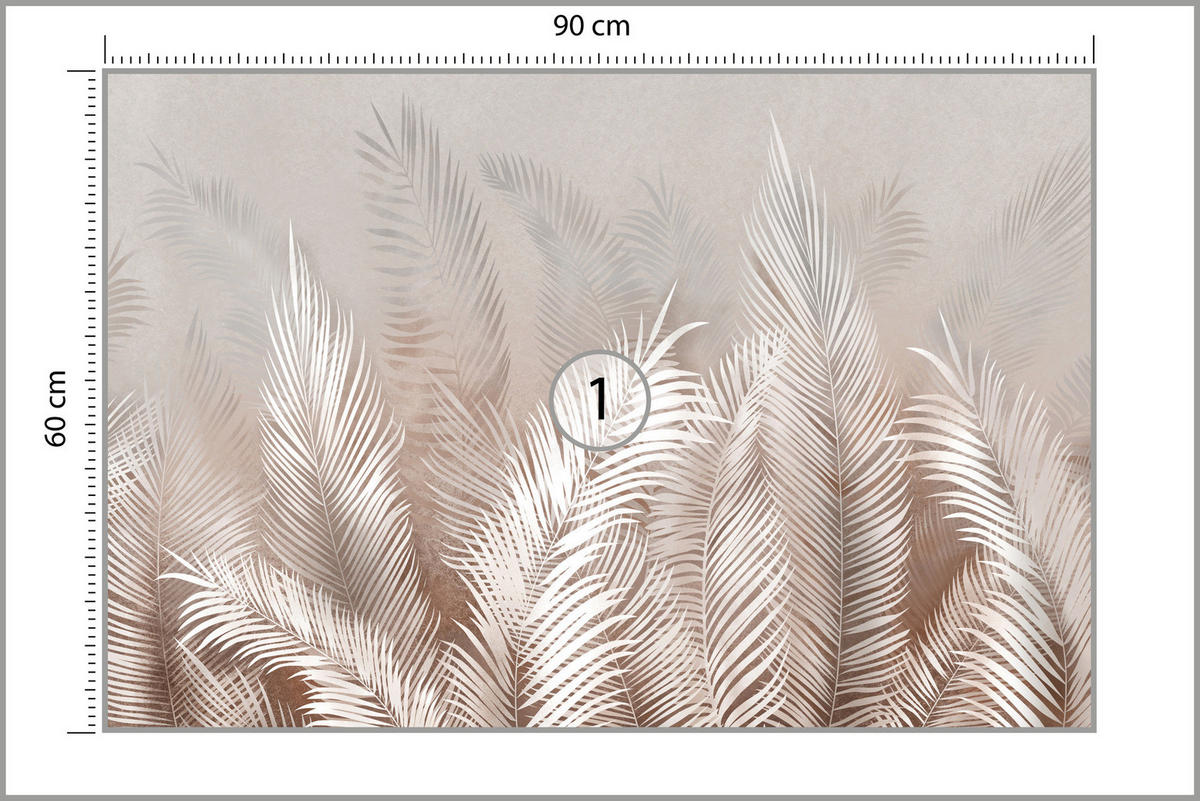 FOTOTAPETE Palmenblätter Pflanzen Natur Boho Stil 90x60cm - Beige/Braun, Papier (90/60cm) - Muralo