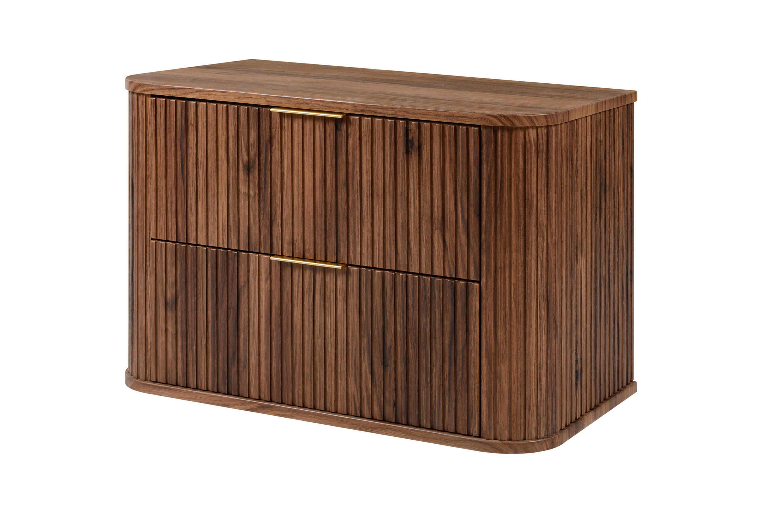 BADEZIMMERSCHRANK, Eiche-Nussbaum, Goldene Griffe, 41,5 x 80 x 51,7 cm - Dunkelbraun/Goldfarben, Holzwerkstoff/Kunststoff (80.4/51.7/41.5cm) - 3XE LIVING
