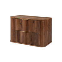 BADEZIMMERSCHRANK, Eiche-Nussbaum, Goldene Griffe, 41,5 x 80 x 51,7 cm - Dunkelbraun/Goldfarben, Holzwerkstoff/Kunststoff (80.4/51.7/41.5cm) - 3XE LIVING