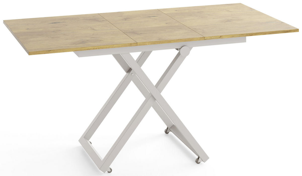 COUCHTISCH Axen höhenverstellbar ausziehbar, Eiche Braun 120-160/80/38-75 cm - Kaschmir/Eichefarben, Holzwerkstoff/Metall (80/160/75cm) - WFL GROUP