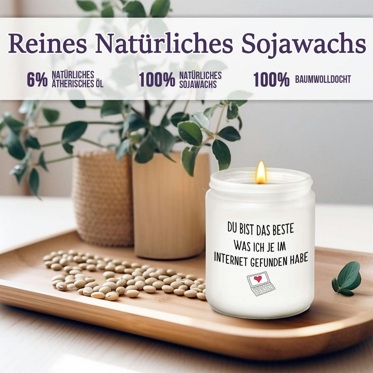 DUFTKERZE Lavendel 50h Brenndauer Sojawachs - Flieder, Paraffin (9cm)