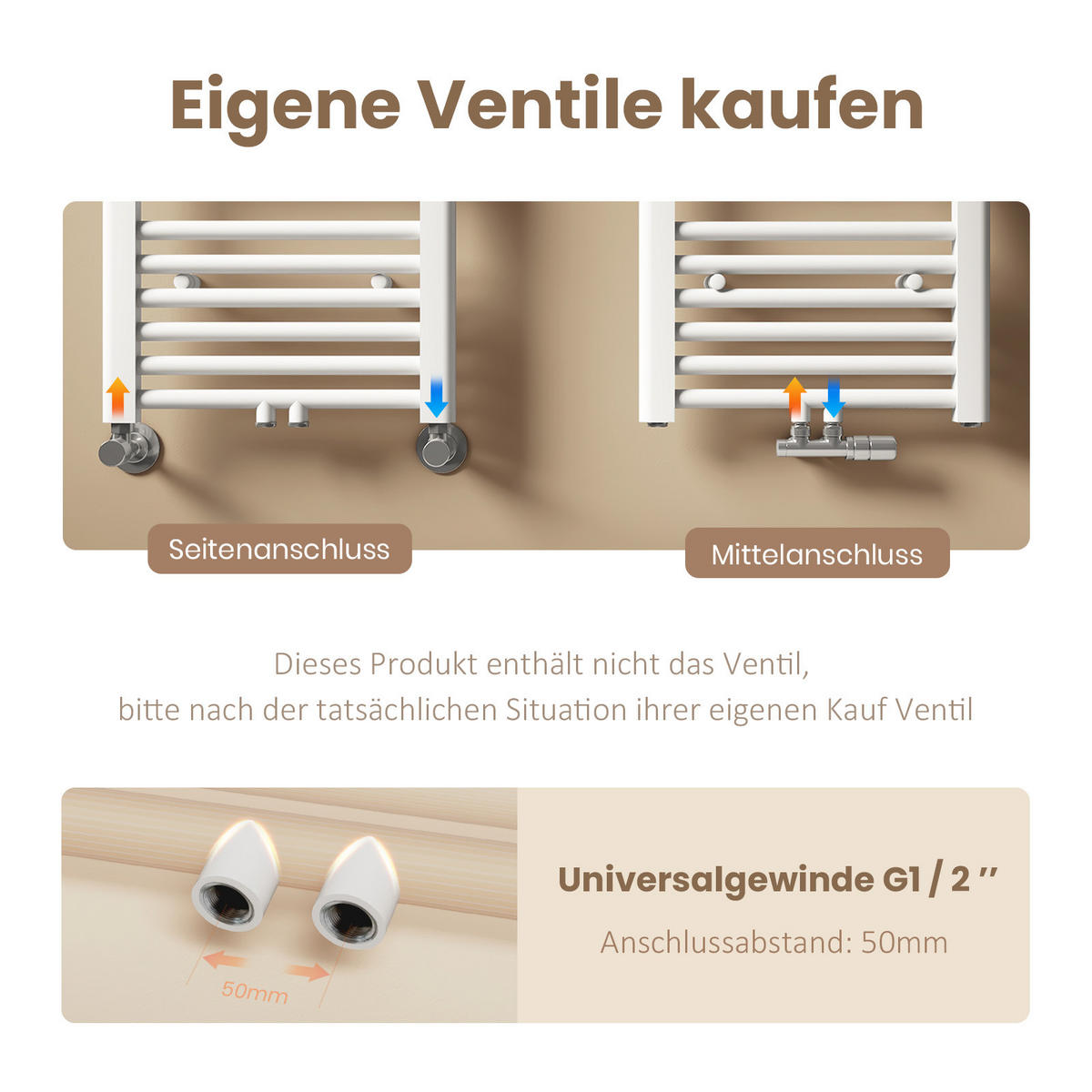 HEIZKÖRPER Handtuchheizkörper wasserführend 100/60/3 cm - Weiß, Metall (60/100/3cm) - EMKE