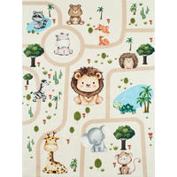 KINDERTEPPICH mit Zoo-Motiv Happy 120x160 cm - Beige, Textil (120/160cm) - Nazar Rugs