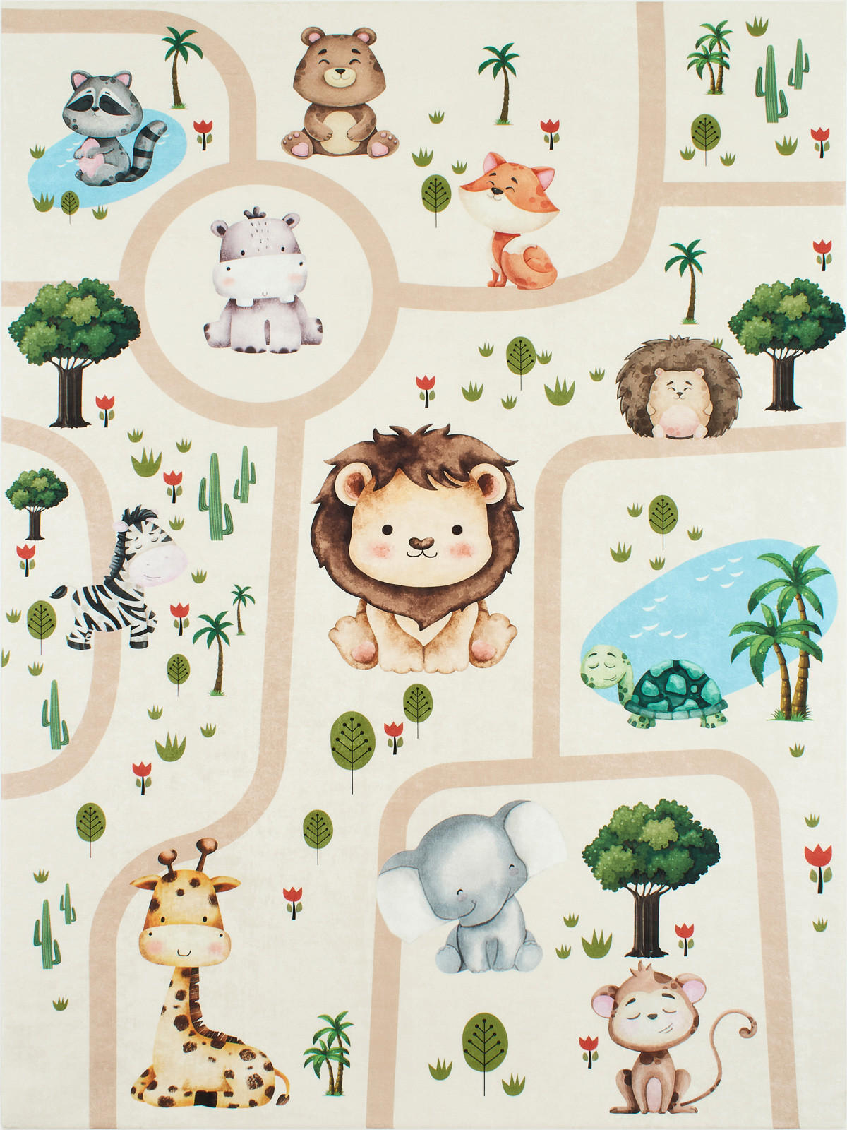 KINDERTEPPICH mit Zoo-Motiv Happy 120x160 cm - Beige, Textil (120/160cm) - Nazar Rugs
