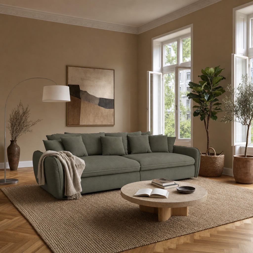 foamnova Bigsofa Dunkelgrün 274x61x131 cm