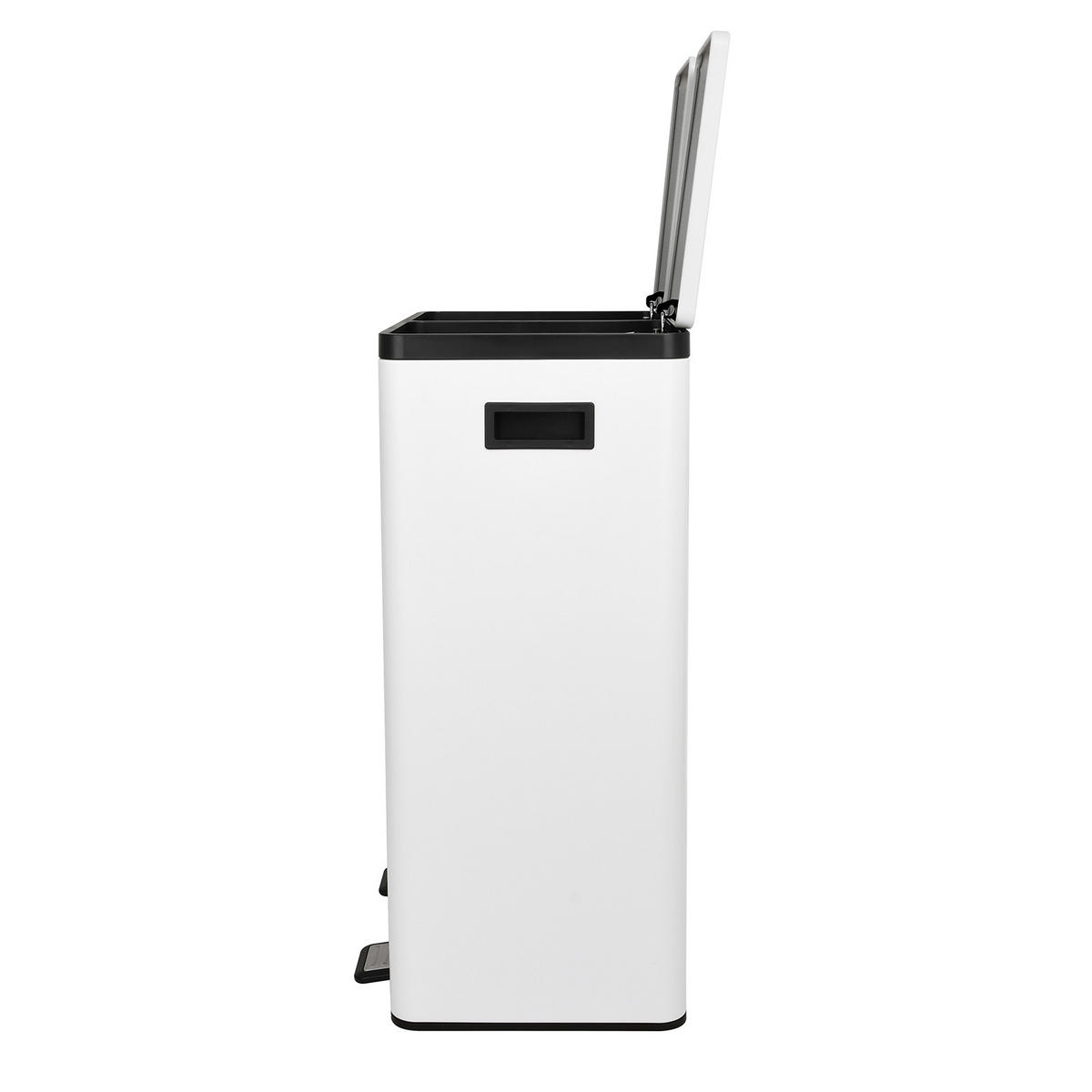 MÜLLTRENNSYSTEM TMH2X30 2x30L 2 Fächer Mülleimer Pulverbeschichteter Stahl Weiß - Weiß, Metall (47/72/32cm) - SVITA