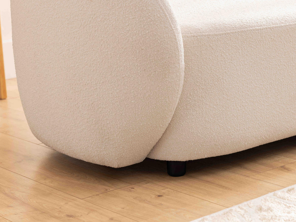 SESSEL Roundi Cremeweiß Bouclé - Creme/Schwarz, Holz/Kunststoff (90/76/80cm) - S-Style Möbel