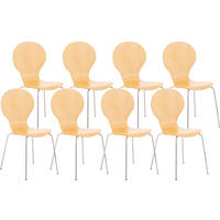 BESUCHERSTUHL 8er Set Holz natura - Eukalyptusholzfarben, Holz/Metall (43/86/45cm) - CLP