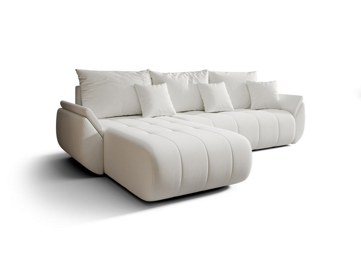 ECKSOFA mit Schlaffunktion TOKYO L Wind 02 - Weiß, Textil (280/185cm) - Bedante