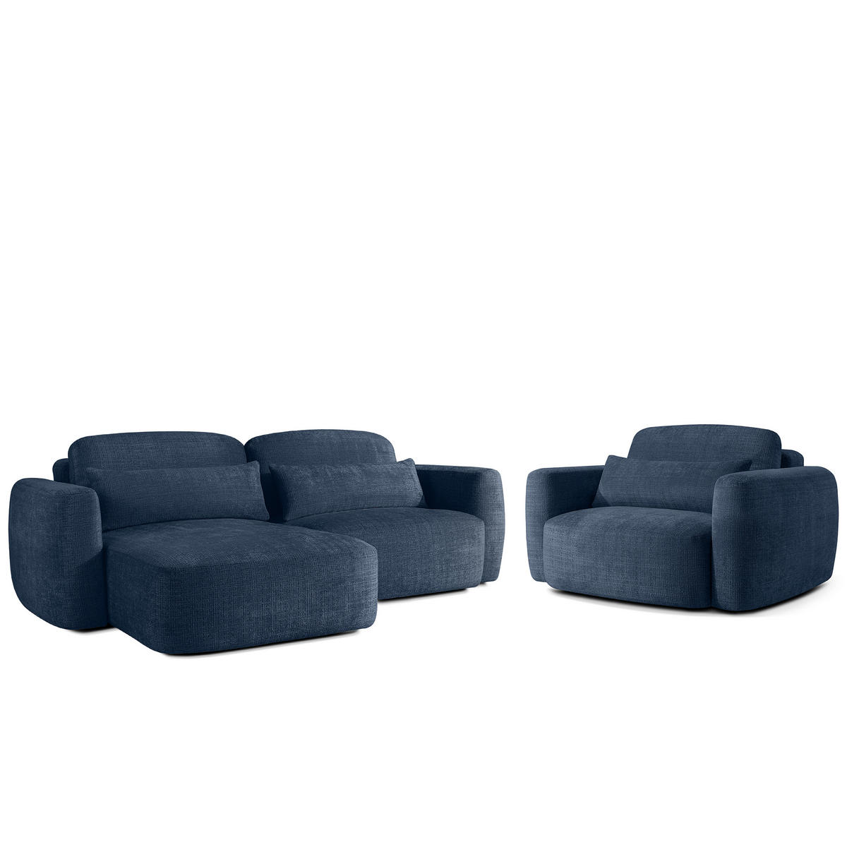 SITZGARNITUR ELOSA - Dunkelblau, Holz/Textil (245/85/165cm) - KONSIMO®