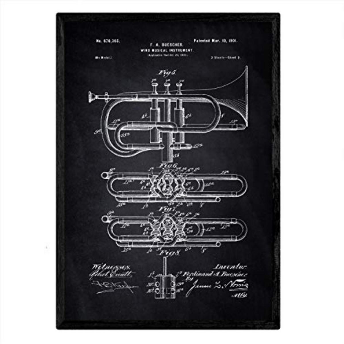 POSTER Trompete 2 Patent A3 Rahmenlos - Klar, Papier (29.7/5/42cm) - Nacnic