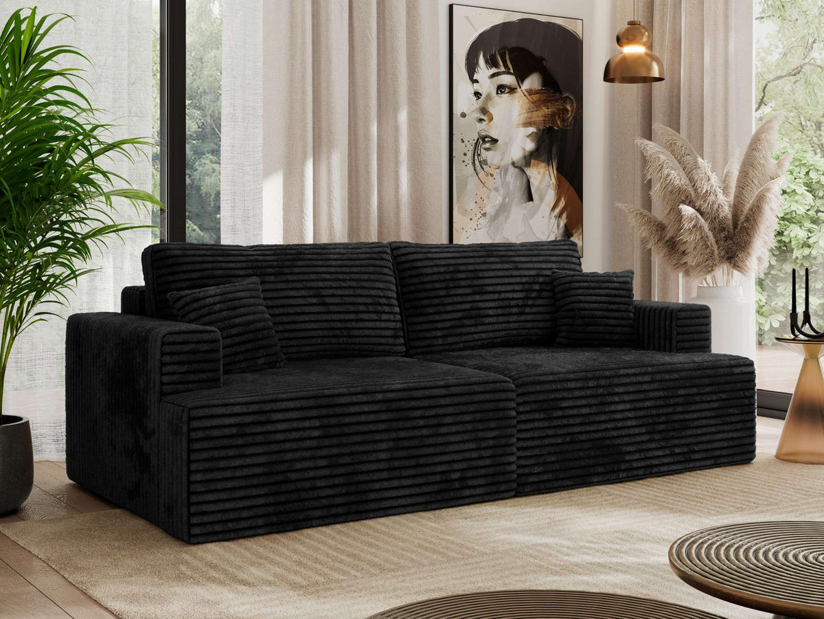 4-SITZER SOFA VIRELLA Schwarz Cord - Schwarz, Textil (240/88/115cm) - MKS
