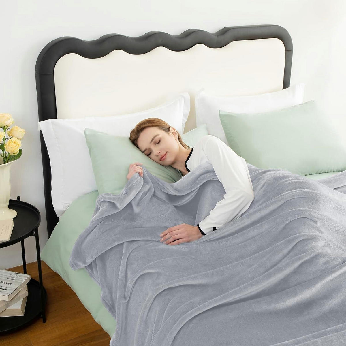 KUSCHELDECKE Flanell 130 x 150 cm Hellgrau - Grau, Textil (130/150cm)