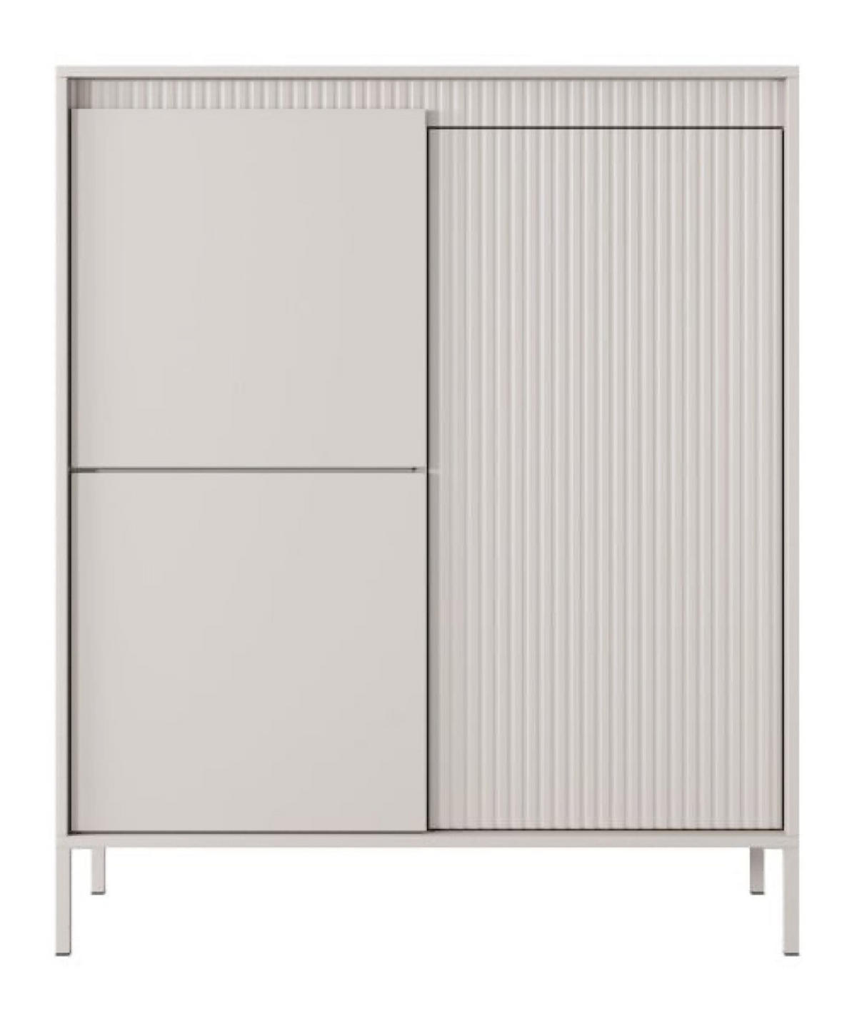 KOMMODE Beige ENSO Geriffelt 3 Türen - Beige, Holzwerkstoff (103.5/123.4/39.5cm) - Sepro Meble