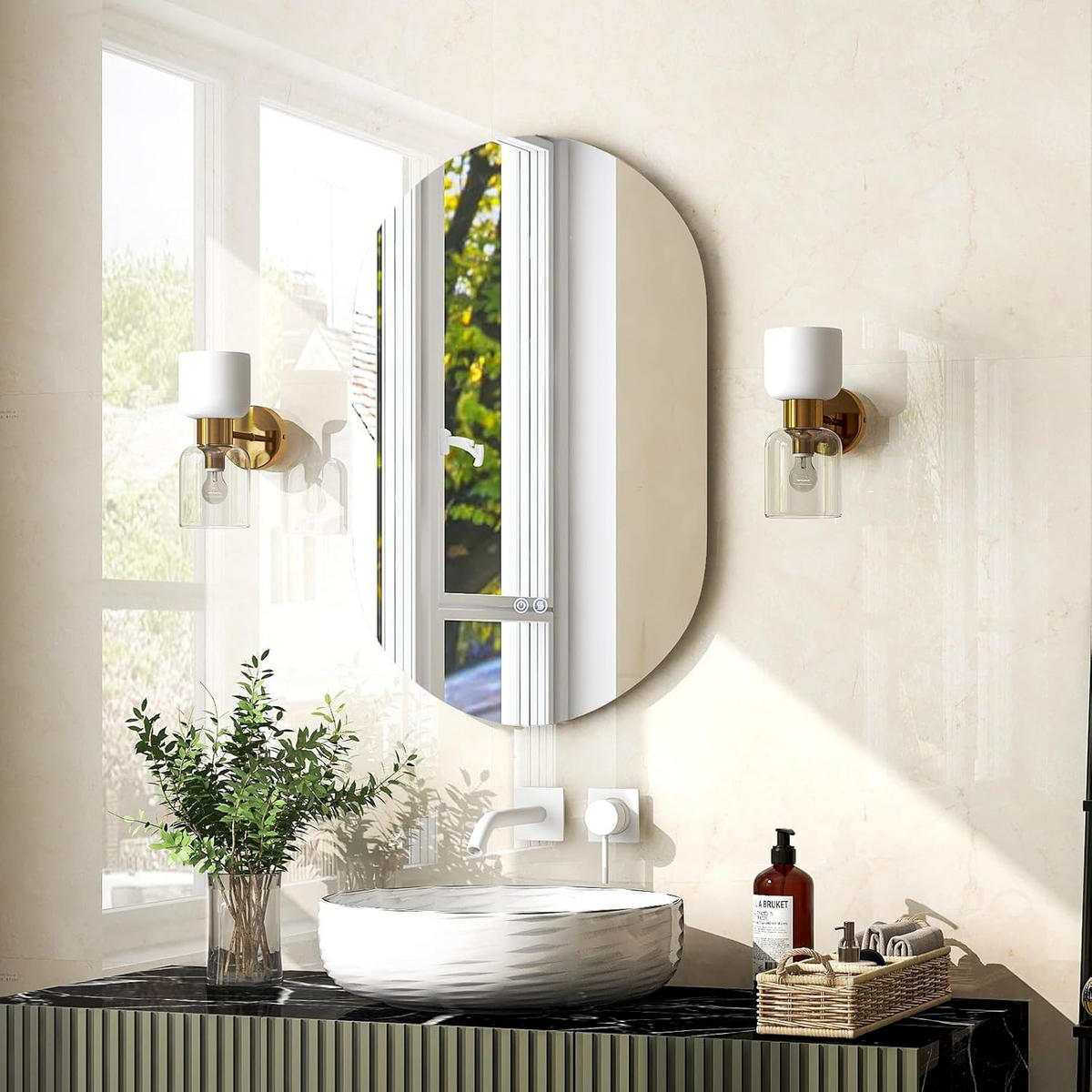 LED ZRKADLO proti zahmlievaniu, strieborné - strieborná, sklo (50/80/3cm) - COSTWAY