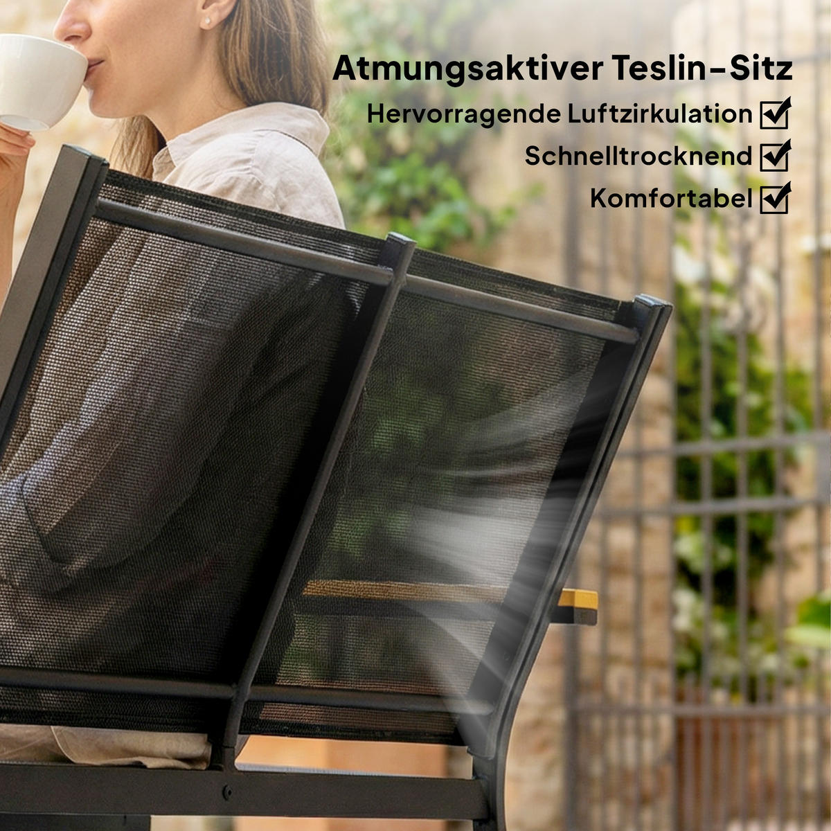 TERRASSENMÖBEL-SET 4er Set Stahl Texteline Schwarz - Schwarz, Textil/Metall - Outsunny