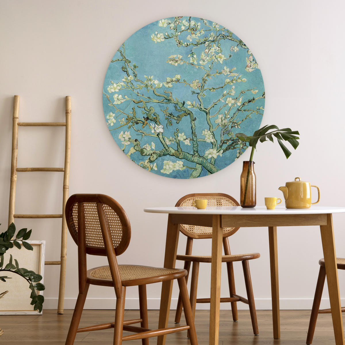 WANDBILD Van Gogh - Mandelblüte - Alte Meister - Kunst - Vintage 90x90 cm - Pastellblau, Kunststoff (90/90cm) - MuchoWow