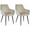STUHL OSILO 2-er Set, Beige, Schwarz, Schwarze metallische Beine - Beige, Textil/Metall (55/84/46cm) - Komodee