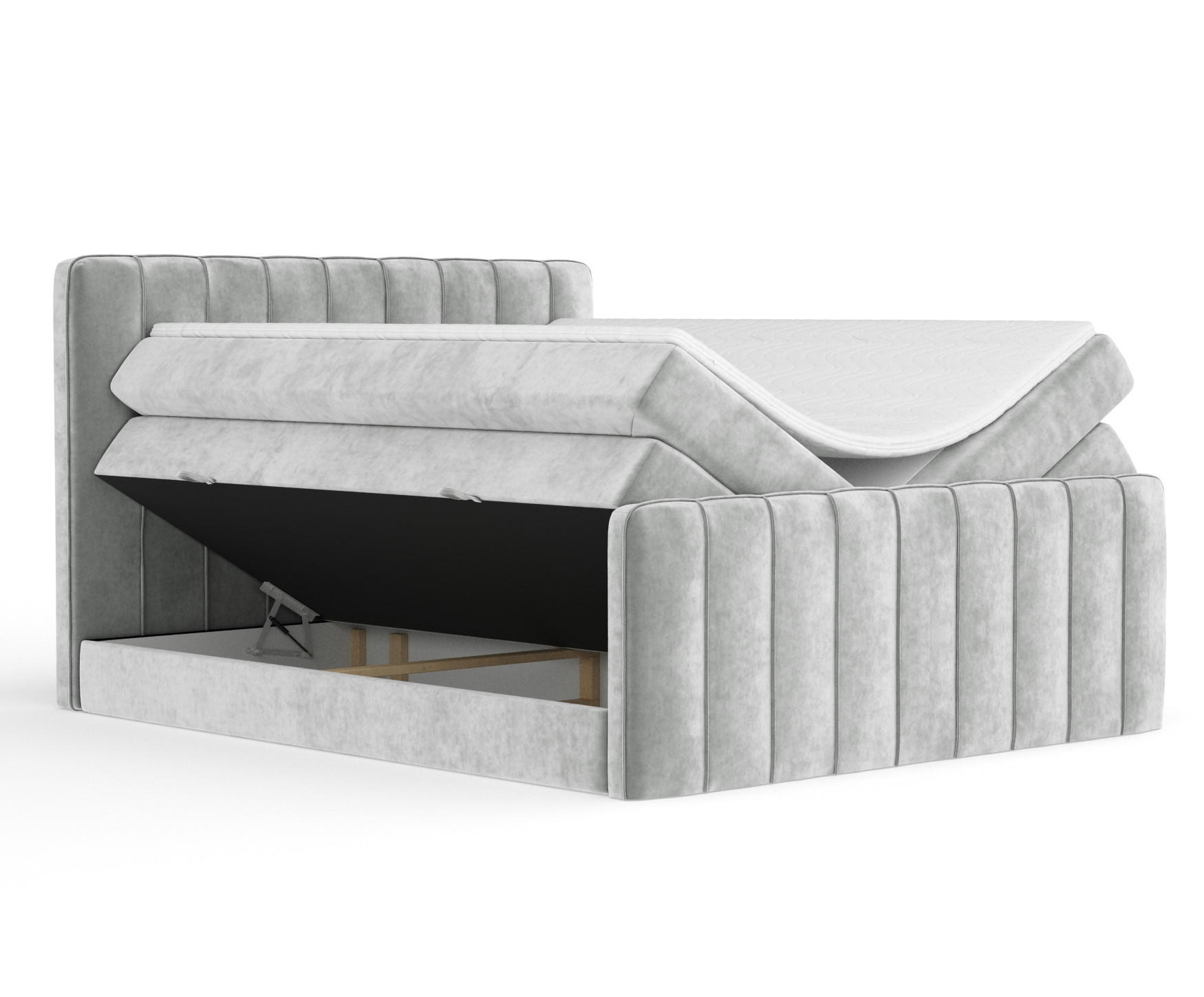 BOXSPRINGBETT Novara Hellgrau 140/200 cm - Hellgrau/Schwarz, Holz/Holzwerkstoff (140/200cm) - Maison de Reve