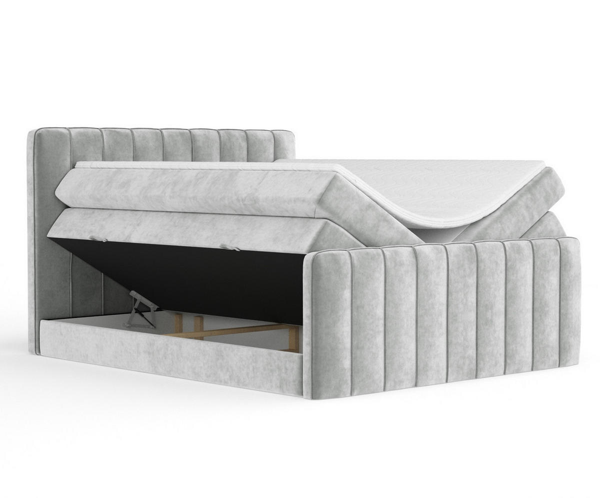 BOXSPRINGBETT Novara Hellgrau 200/200 cm - Hellgrau/Schwarz, Holz/Holzwerkstoff (200/200cm) - Maison de Reve