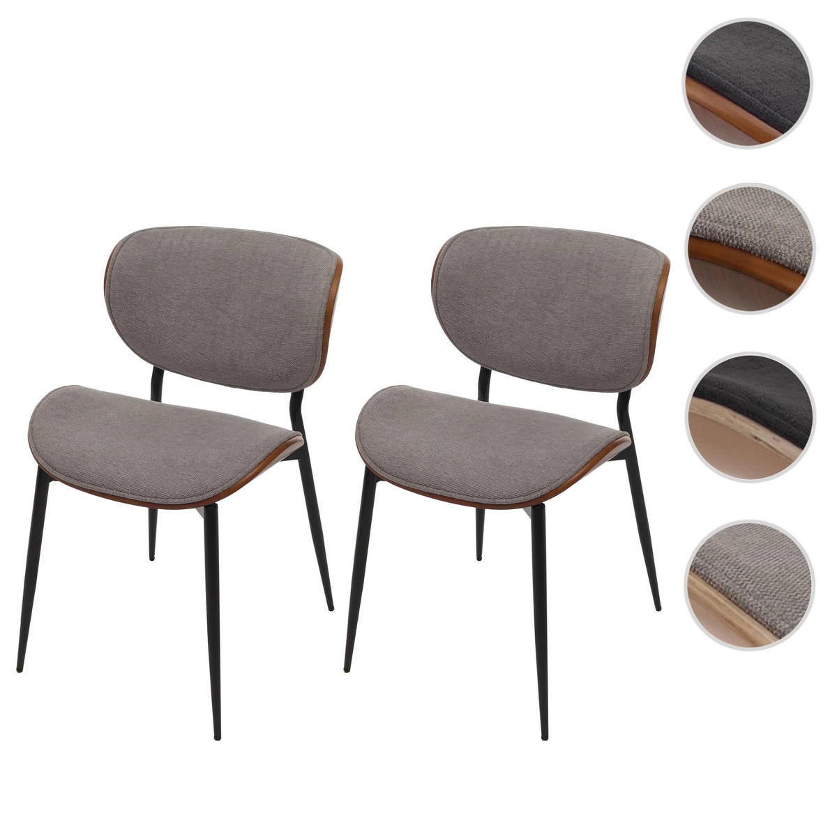 ESSZIMMERSTUHL Walnuss Dekor, Hellgrau - Walnussfarben/Hellgrau, Textil (51/80/55cm) - MCW