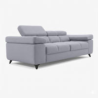 2-SITZER SOFA FJORD, verstellbarer Kopfstütze, braun - Schwarz/Grau, Kunststoff/Textil (194/90/97cm) - KS Home Concept
