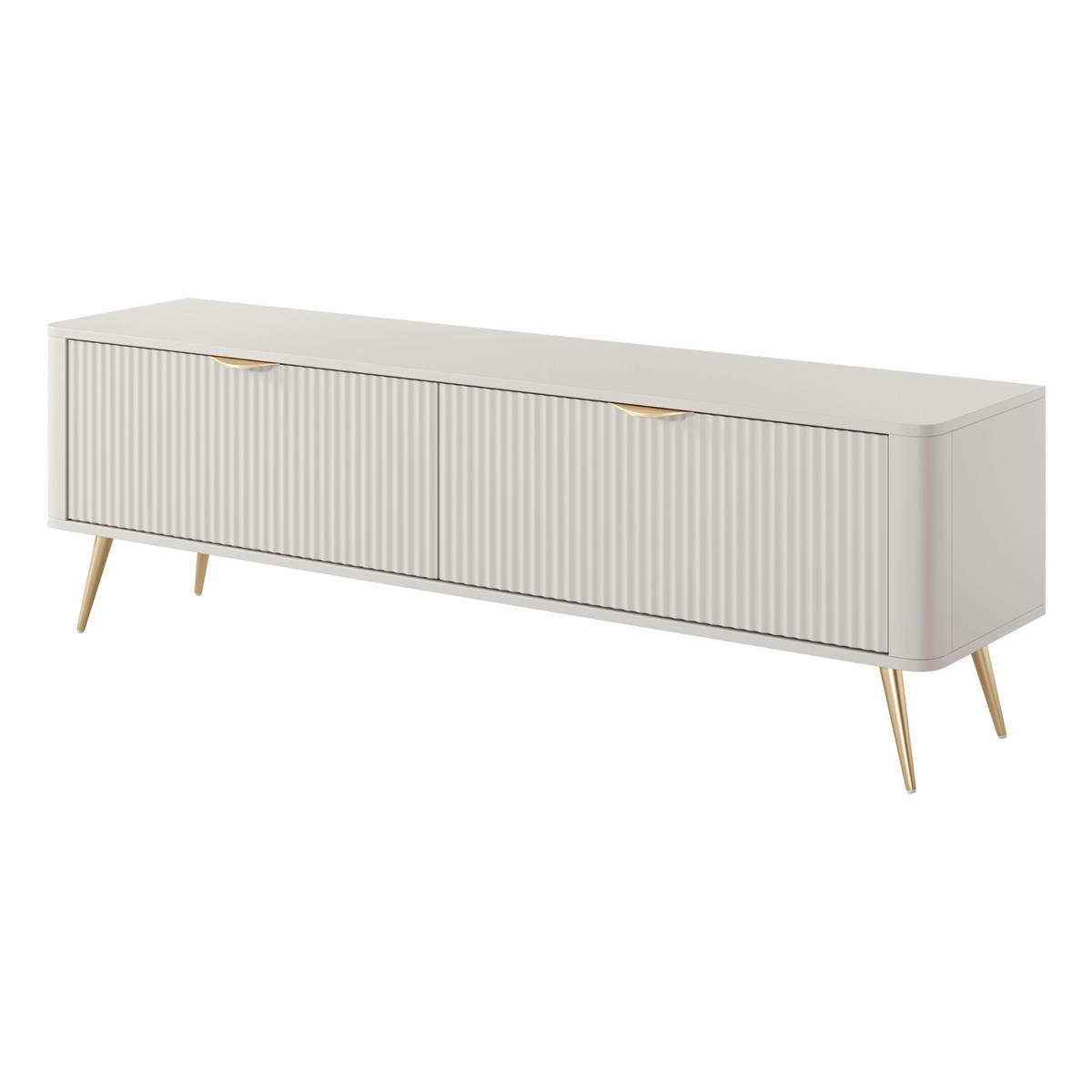 TV-ELEMENT LEKNES RTV1 Reliefierte Fronten aus MDF-Platte Beige Beige - Beige, Glas/Holzwerkstoff (163/51/38cm) - Komodee