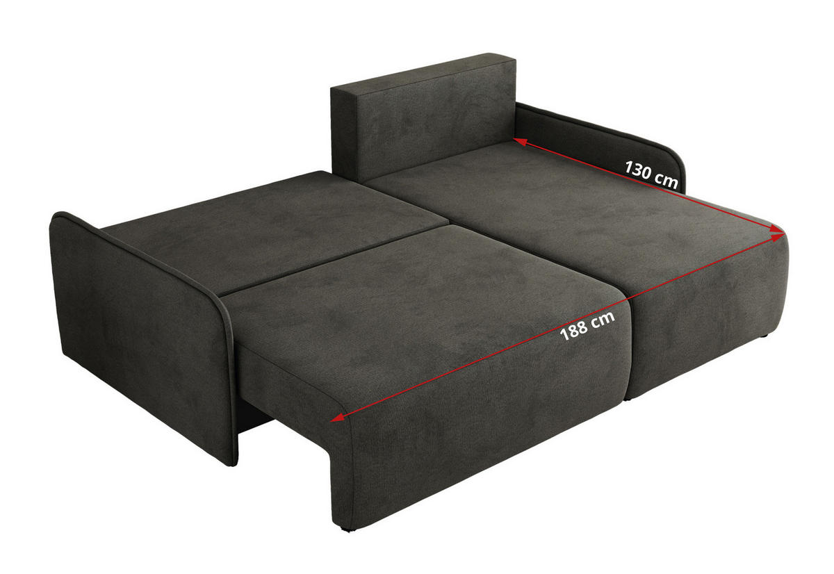 ECKSCHLAFSOFA ARPA L Dunkelgrau Velvet - rechts - Dunkelgrau/Schwarz, Kunststoff/Textil (150/198cm) - MKS