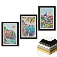 WANDBILDER 3er-Set - 20x30 cm Schwarzer Rahmen - Farbenfrohe Berge und Städte - Schwarz, Kunststoff (20/30cm) - ArtPrintCave