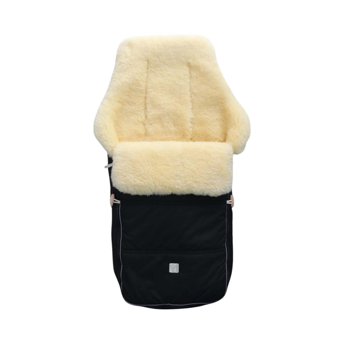 LAMMFELL-FUSSSACK Dublas 2.0, black - Schwarz, Fell (45/95cm) - Kaiserbaby