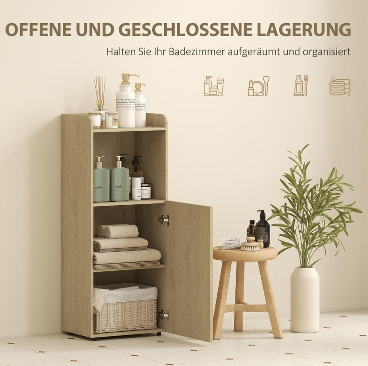 MIDISCHRANK 40/31/104 cm aus Holzwerkstoff mit verstellbarem Einlegeboden Eichenfarben - Eichefarben, Holzwerkstoff (40/104/31cm) - Modenvie