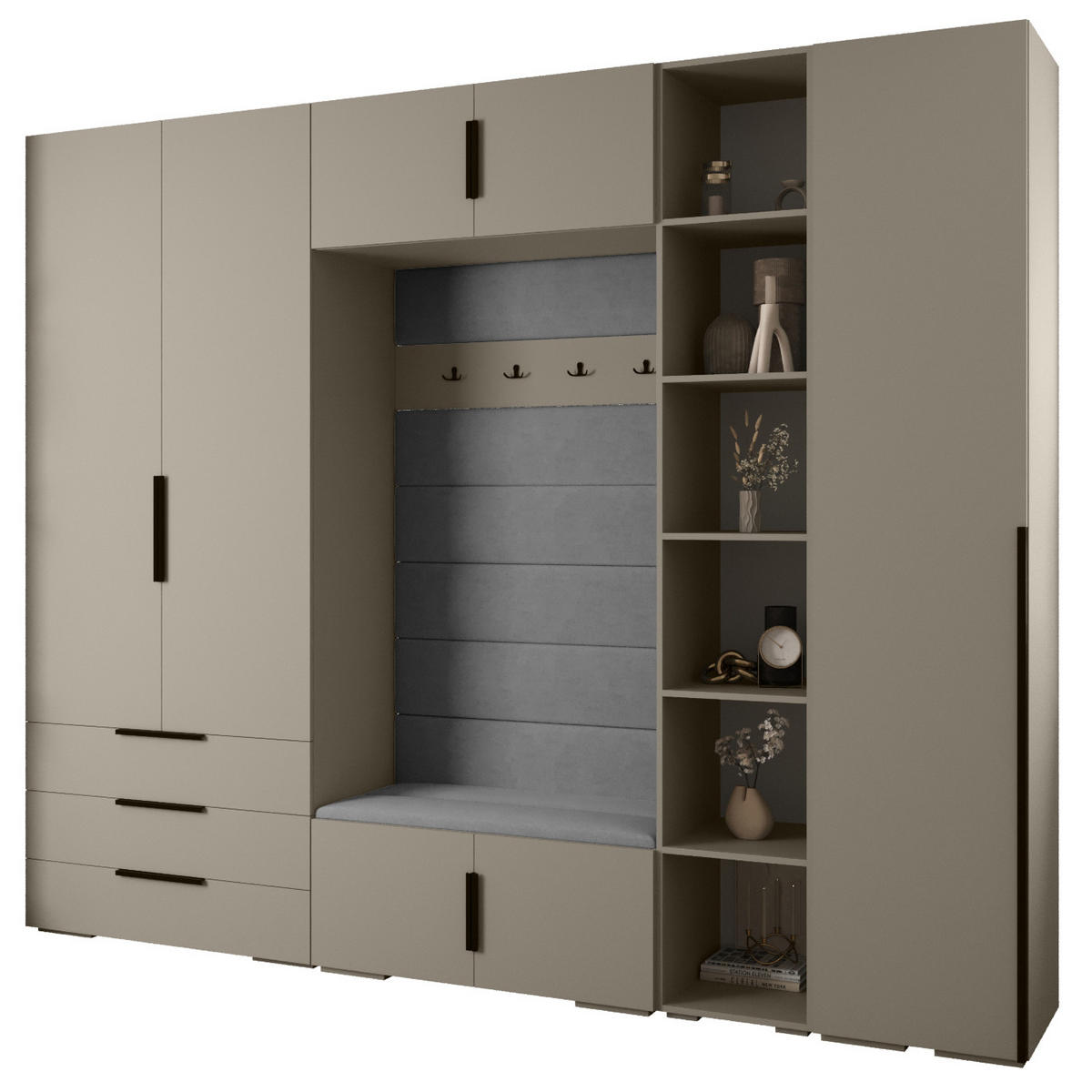 GARDEROBEN-SET 236,7/290/47 - Kaschmir/Schwarz, Holz/Kunststoff (290/236.7/47cm) - Abiks Möbel