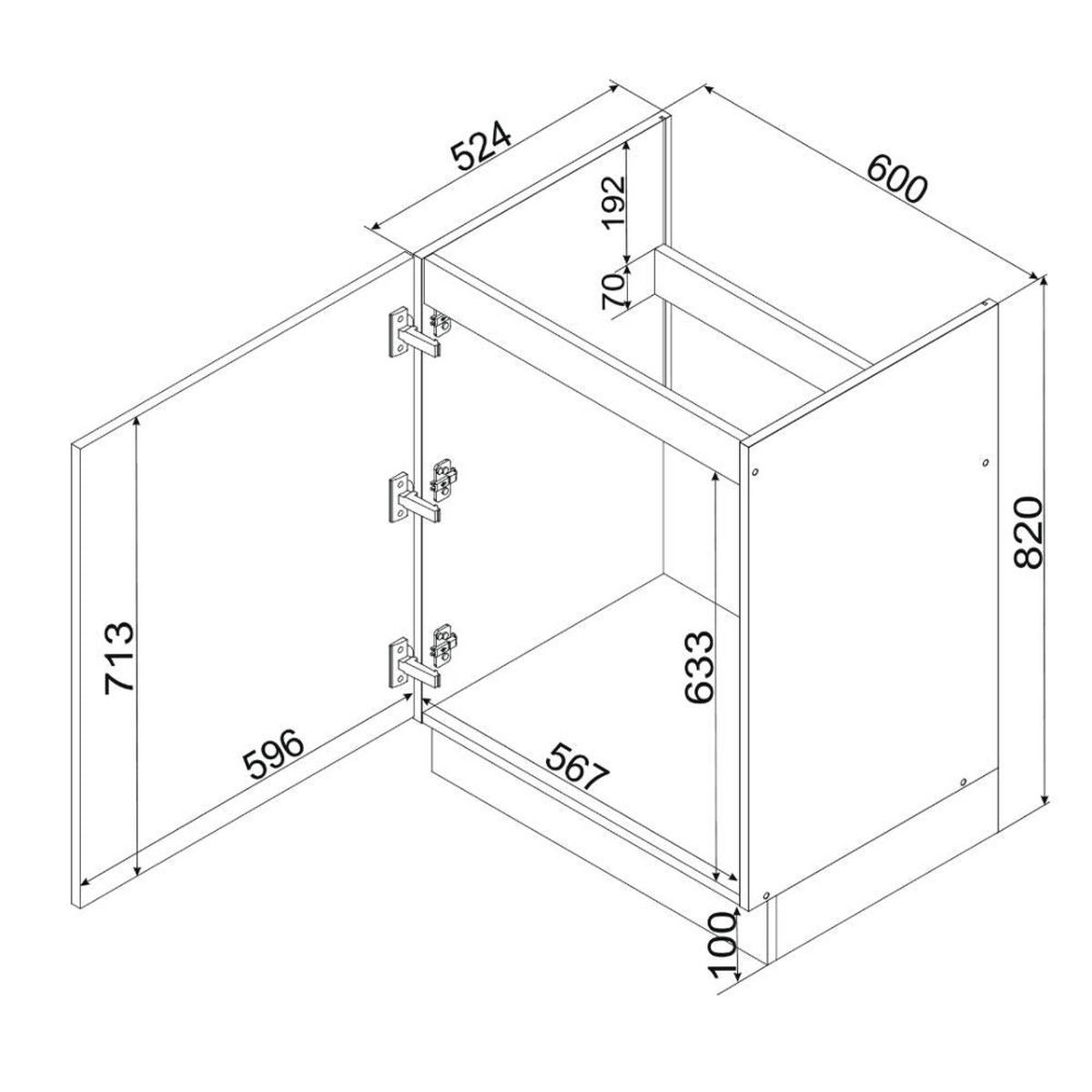 SPÜLENUNTERSCHRANK D60ZL P/L ( S1600/13 ) – BONO – Moderne Küchen Gestaltung – Gold / Eiche - Eichefarben, Holzwerkstoff (60/82/51cm) - ROYAL24_MARKT
