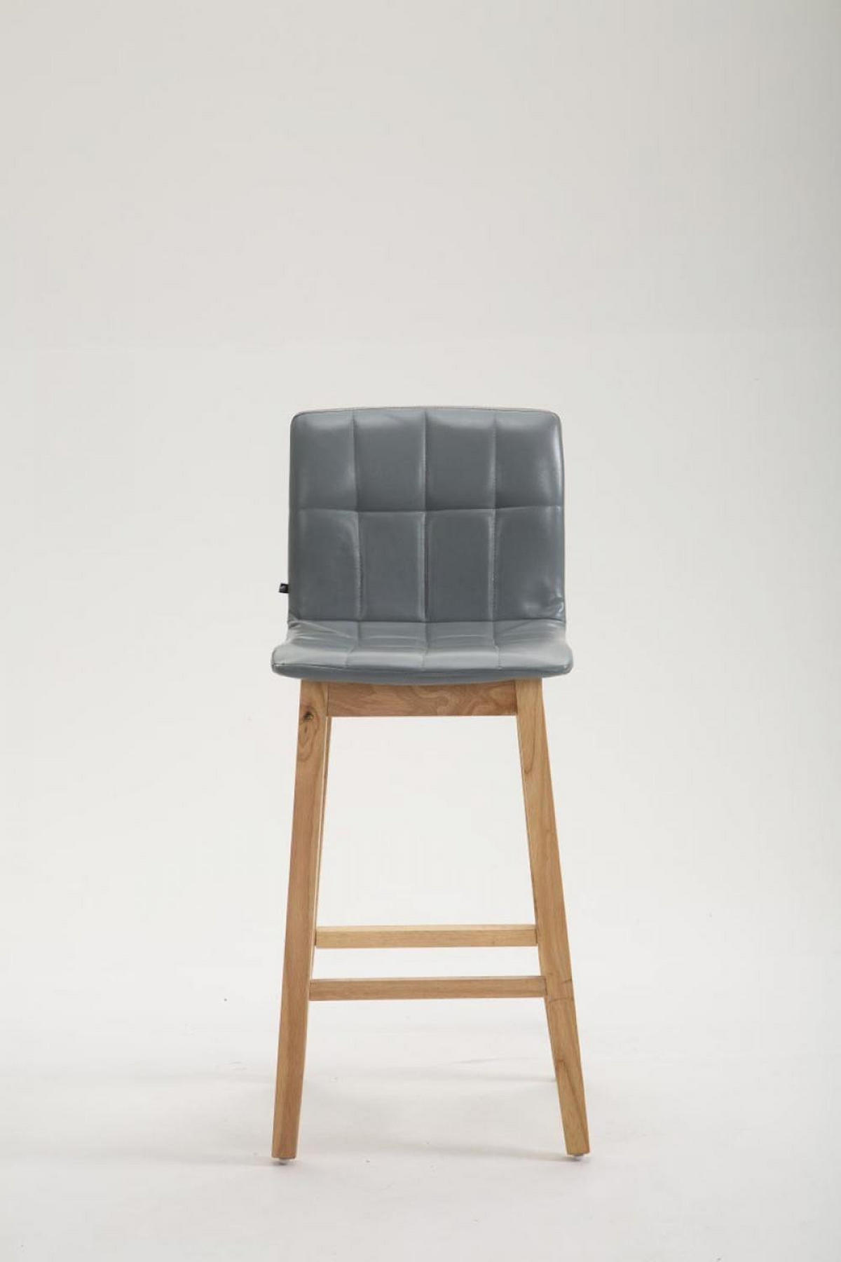 BARHOCKER Lederlook grau - Eukalyptusholzfarben/Grau, Holz/Textil (47/106/50cm) - CLP