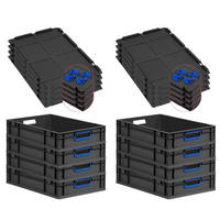 EUROBOX 8x NextGen Color mit Auflagedeckel 12x40x60 cm 23 Liter Schwarz Griffe blau offen - Blau/Schwarz, Kunststoff (40/12/60cm) - PROREGAL