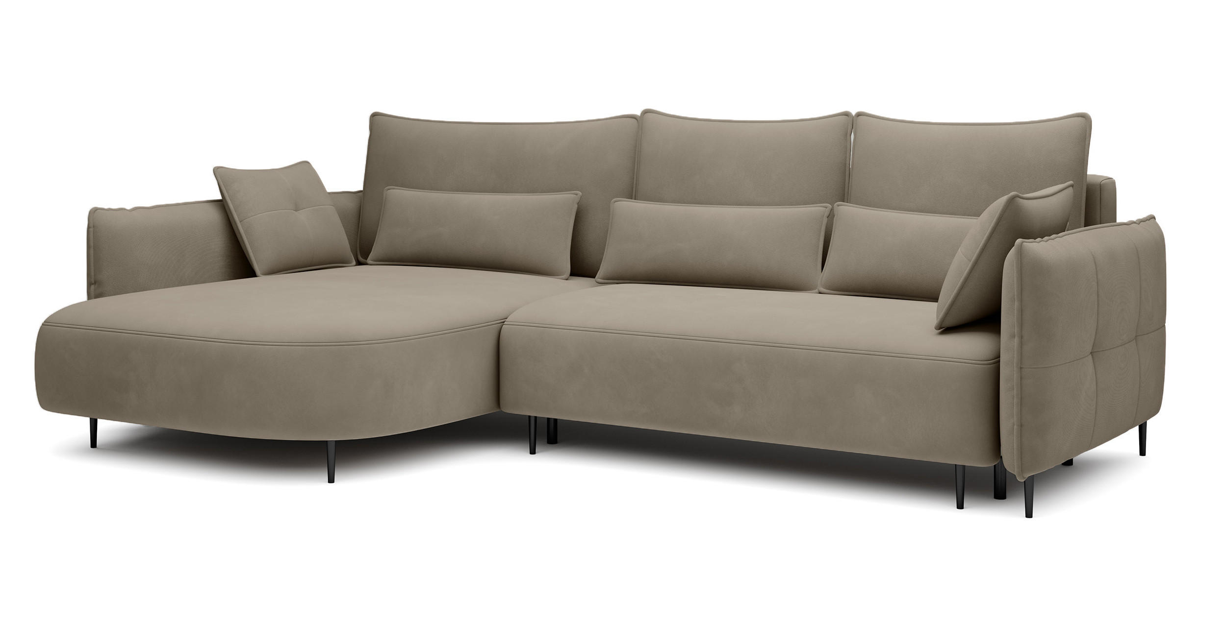 ECKSOFA Oblivio Hellbraun Velours - Hellbraun/Schwarz, Textil/Metall (285/200cm) - Selsey
